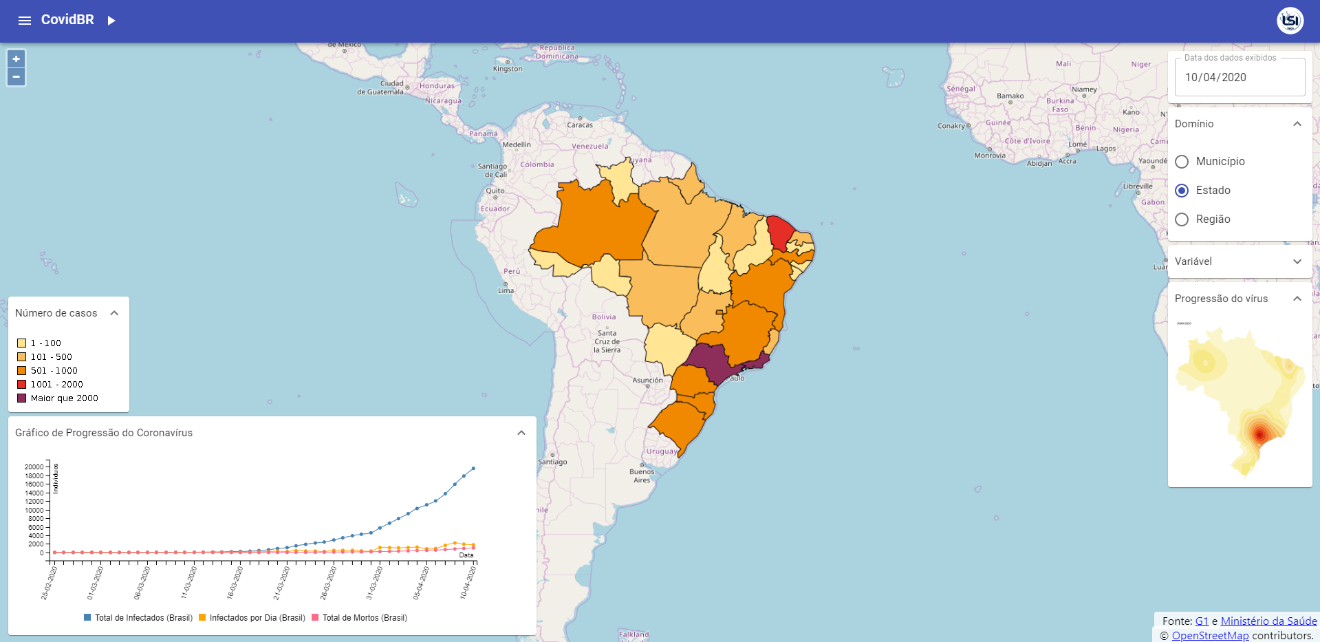 Veja a evolução espaço-temporal da pandemia da COVID-19 no Brasil por região, estado ou município